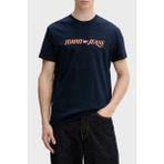 Tommy Jeans Logolu Pamuklu Regular Fit Bisiklet Yaka T Shirt Erkek T Shirt DM0DM22548 C1G - Lacivert - 2XL