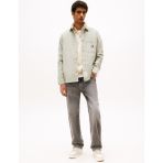 Tommy Jeans Normal Düz Erkek Gömlek Dm0Dm21698M1C Tjm Brıck Cord Oversh, Açık Yeşil, Xl