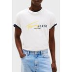 Tommy Jeans Pamuk Regular Fit Grafiti Logolu T Shirt Erkek T Shirt DM0DM20817 Ybl - Beyaz - XL