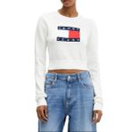Tommy Jeans Slim Fit Bisiklet Yaka Kazak, L, DW0DW21690 YBH, BEYAZ, Kadın