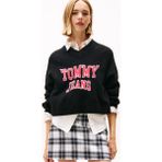 Tommy Jeans Standart Baskılı Siyah Kazak Kadın DW0DW21711BDS