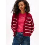 Tommy Jeans Standart Çizgili Kırmızı Kazak Kadın DW0DW21678XJP