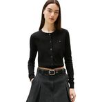 Tommy Jeans TJW ESSENTIAL CREW NECK CARDIGAN Kadın Kazak, Siyah, M