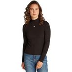 Tommy Jeans TJW ESSENTIAL MOCK NECK Kadın T-shirt, Siyah, XS