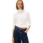 Tommy Jeans TJW ESSENTIAL TRTLNK SWEATER Kadın Kazak, Beyaz, L