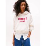 Tommy Jeans Tjw Kutu Kesim Kısa Kolej Stili Kadın Kazak DW0DW21598YBH - Beyaz