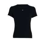 Tommy Jeans TJW SLIM ESSENTIAL RIB SS Kadın T-shirt Black L