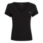 Tommy Jeans TJW SLIM ESSENTIAL RIB V SS Kadın T-shirt Black S