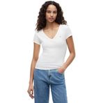 Tommy Jeans TJW SLIM ESSENTIAL RIB V SS Kadın T-shirt White S