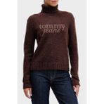 Tommy Jeans Yün Karışımlı Relaxed Fit Balıkçı Yaka Logolu Kazak Bayan Kazak DW0DW21687 Gs7 - Kahverengi
