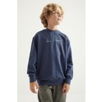 Tommy Life 11026 Petrol Yazı ve Sırt Baskılı O Yaka Standart Kalıp Erkek Çocuk Sweatshirt