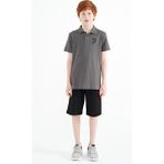 Tommy Life 11084 Koyu Gri Minimal Nakış Detaylı Standart Kalıp Polo Yaka Erkek Çocuk T-Shirt