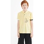 Tommy Life 11102 Sarı Ön Cep Detaylı Baskılı Standart Kalıp Polo Yaka Erkek Çocuk T-Shirt