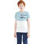 Tommy Life 11107 Açık Mavi Baskı Detaylı Renk Bloklu Standart Kalıp O Yaka Erkek Çocuk T-shirt