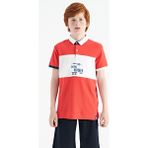 Tommy Life 11110 Coral Renk Geçişli Nakış Detaylı Standart Kalıp Polo Yaka Erkek Çocuk T-Shirt