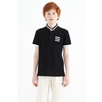 Tommy Life 11111 Siyah Yakası Renk Bloklu Baskı Detaylı Standart Kalıp Erkek Çocuk T-Shirt
