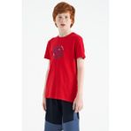 Tommy Life 11115 Kırmızı Nakış Işleme Detaylı O Yaka Standart Kalıp Erkek Çocuk T-Shirt