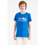 Tommy Life 11118 Saks Ön Yazı Nakışlı O Yaka Standart Kalıp Erkek Çocuk T-Shirt