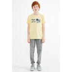 Tommy Life 11118 Sarı Ön Yazı Nakışlı O Yaka Standart Kalıp Erkek Çocuk T-Shirt