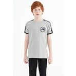 Tommy Life 11121 Gri Melanj Omuz Baskı Detaylı Standart Kalıp O Yaka Erkek Çocuk T-Shirt