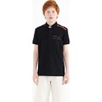 Tommy Life 11140 Siyah Baskı Detaylı Standart Kalıp Polo Yaka Erkek Çocuk T-Shirt