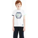 Tommy Life 11156 Beyaz Kol Ucu Renkli Detaylı Baskılı Standart Kalıp Erkek Çocuk T-Shirt