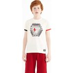 Tommy Life 11156 Ekru Kol Ucu Renkli Detaylı Baskılı Standart Kalıp Erkek Çocuk T-Shirt