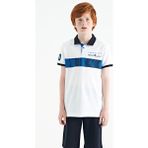 Tommy Life 11162 Beyaz Şerit Baskı Detaylı Pola Yaka Standart Kalıp Erkek Çocuk T-Shirt