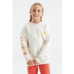Tommy Life 75095 Ekru Baskı Detaylı O Yaka Kız Çocuk Sweatshirt