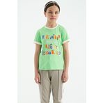 Tommy Life 75109 Neon Yeşil Renkli Yazı Detaylı O Yaka Rahat Form Kız Çocuk T-Shirt