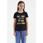 Tommy Life 75109 Siyah Renkli Yazı Detaylı O Yaka Rahat Form Kız Çocuk T-shirt