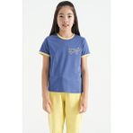 Tommy Life 75110 Açık Eflatun Minimal Yazı Baskılı O Yaka Rahat Form Kısa Kollu Kız Çocuk T-Shirt