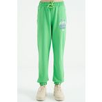 Tommy Life 75120 Neon Yeşil Yazı Nakışlı Standart Kalıp Jogger Kız Çocuk Eşofman Altı