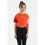 Tommy Life 75130 Portakal Yazı Baskılı O Yaka Düşük Omuzlu Oversize Kız Çocuk T-shirt