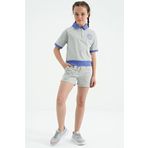 Tommy Life 75131 Gri Melanj Yakalı Kısa Kollu Rahat Form Kız Çocuk Şort Takım