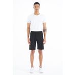 Tommy Life 81244 Siyah Yan Baskılı Fermuar Cepli Bağcıklı Standart Kalıp Erkek Şort