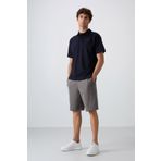 Tommy Life 81261 Koyu Gri Pamuklu Yumuşak Dokulu Comfort Fit Basic Erkek Şort
