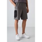 Tommy Life 81266 Koyu Gri Pamuklu Kalın Yumuşak Dokulu Comfort Fit Baskılı Erkek Şort