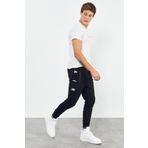 Tommy Life 84587 Air Baskılı Fermuar Cepli Standart Kalıp Jogger Siyah Erkek Eşofman Altı