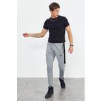 Tommy Life 84587 Gri Melanj Air Baskılı Fermuar Cepli Standart Kalıp Jogger Erkek Eşofman Altı