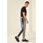 Tommy Life 84657 Gri Melanj Erkek Fermuar Cepli Baskılı Standart Kalıp Jogger Eşofman Alt