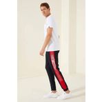 Tommy Life 84657 Lacivert-Kırmızı Erkek Fermuar Cepli Baskılı Standart Kalıp Jogger Eşofman Altı