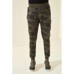 Tommy Life 84753 Kamuflaj Desenli Ters Fermuar Standart Kalıp Jogger Haki Erkek Eşofman Altı