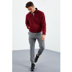 Tommy Life 84866 Gri Melanj Gizli Fermuarlı Rahat Form Lastik Paça Polar Erkek Eşofman Altı