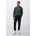 Tommy Life 84866 Siyah Gizli Fermuarlı Rahat Form Jogger Polar Erkek Eşofman Alt