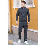 Tommy Life 85072 Antrasit Melanj Dik Yaka Fermuarlı Rahat Form Klasik Paça Erkek Eşofman Takımı