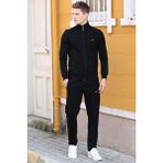 Tommy Life 85072 Dik Yaka Fermuarlı Rahat Form Klasik Paça Siyah Erkek Eşofman Takımı