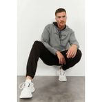 Tommy Life 85117 Gri Melanj-Siyah Erkek Kapüşonlu Kanguru Cep Oversize Lastik Paça Eşofman Takımı