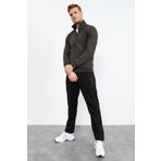 Tommy Life 85152 Haki Siyah Dik Yaka Fermuarlı Standart Kalıp Klasik Paça Erkek Eşofman Takımı