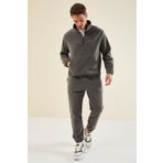 Tommy Life 85159 Yarım Fermuar Dik Yaka Lastik Paça Polar Çağla Yeşili Erkek Eşofman Takımı